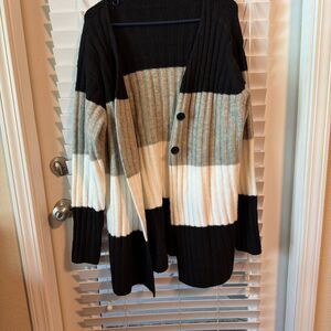 Color block rib knit cardigan casual single breasted- Ireland